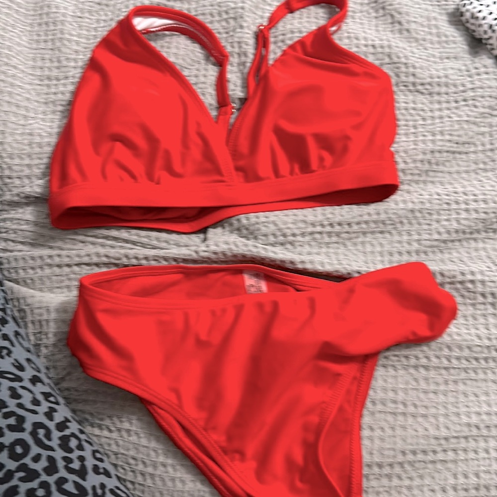 Bright red bakini
